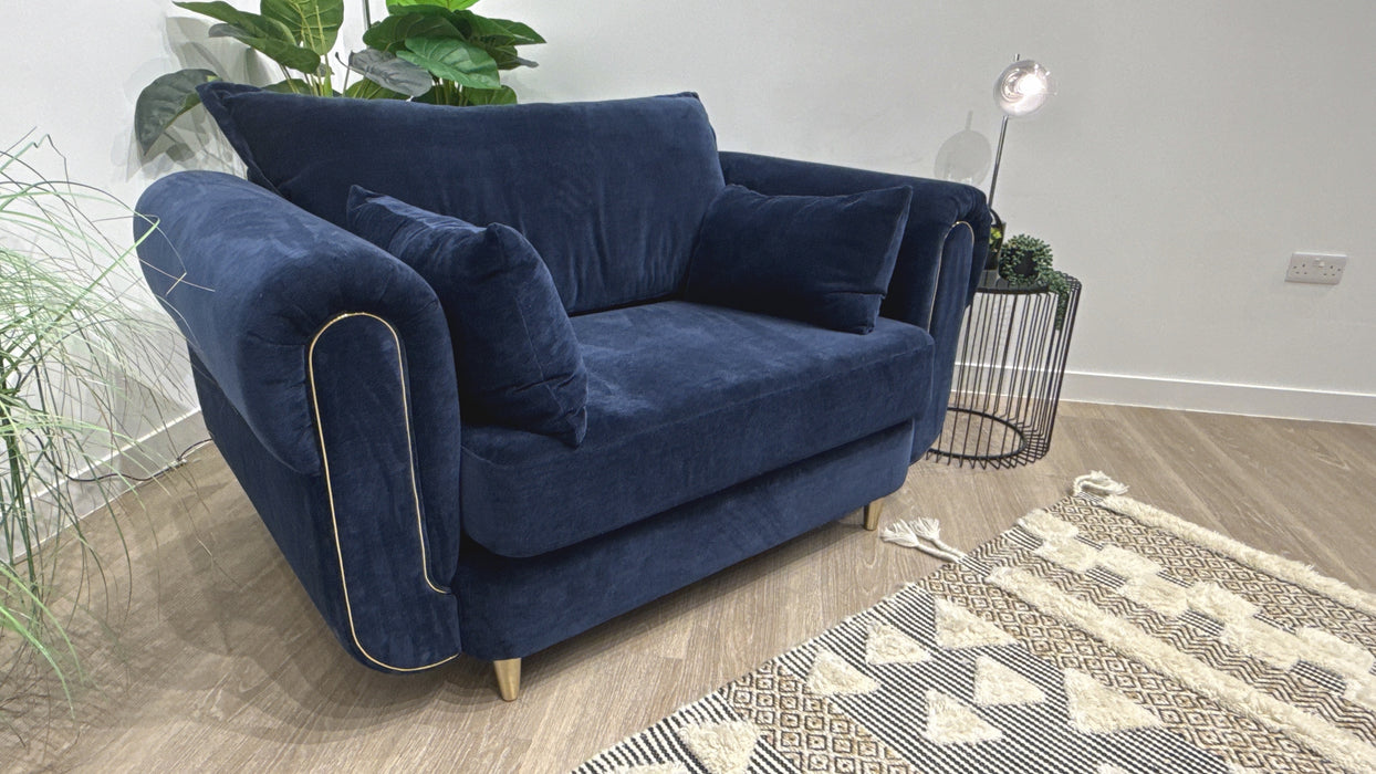 Sofology Chamonix Fabric Loveseat in Chenille Navy