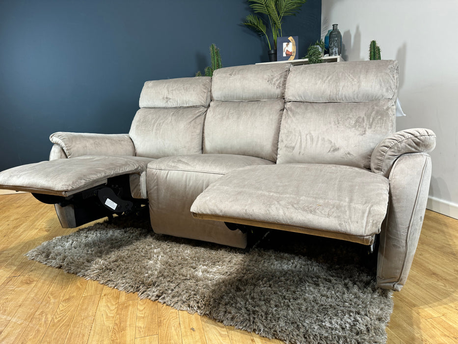 Parker Fabric 3 Seater - Velvet Mink - Manual Recliner ( WA2 )