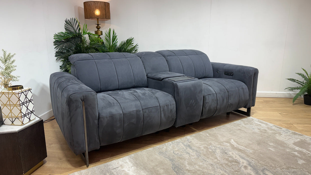 Sofology Paramount Fabric 2.5 Seater Console Power Recliner/Headrest Heated Seats Speakers in Lifestyle Nubuck Feel Charcoal