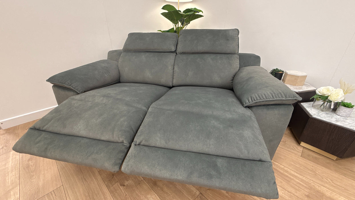 Sofology Benz Fabric 2 Seater Power Headrest/Recliner in Lifestyle Flecked Ivy Green