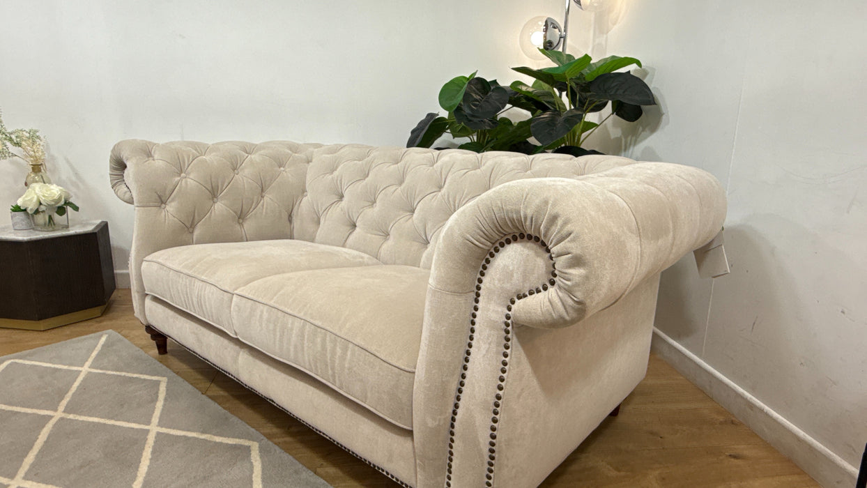 Sofology Darcy Fabric 2 Seater with Studs in Relaxed Chenille Cotton