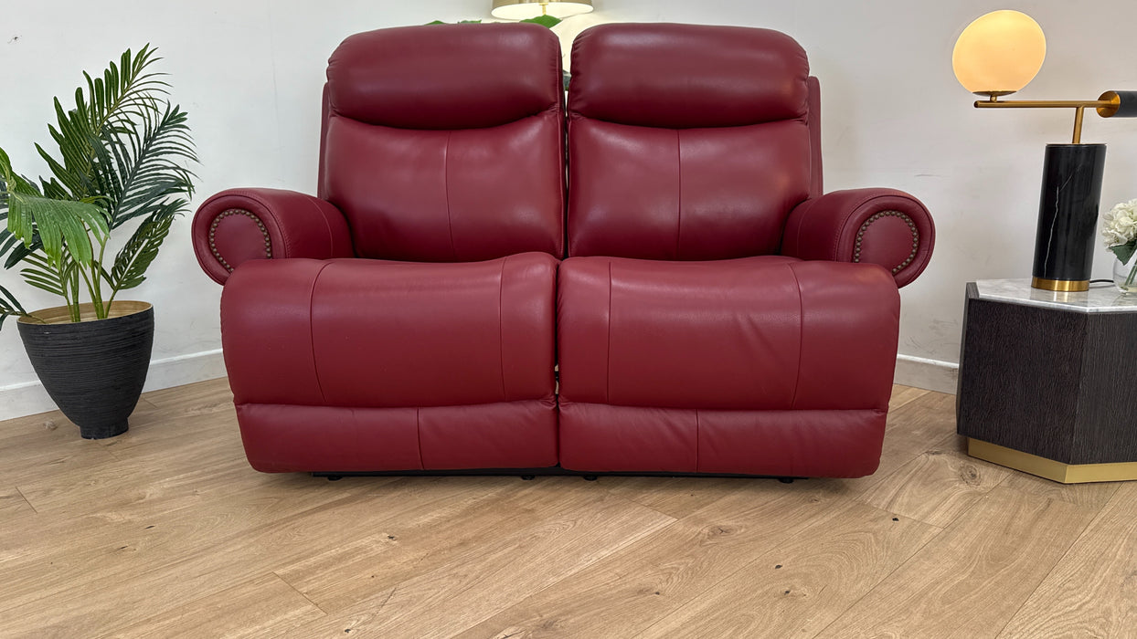 Benton 2 Seater Sofa - Power Recliner Leather - Cranberry