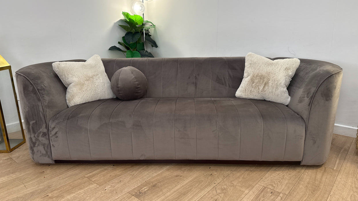Sofology The Fitzrovia 4 Seater Fabric Sofa in Matt Velvet Mole Mix With Trim