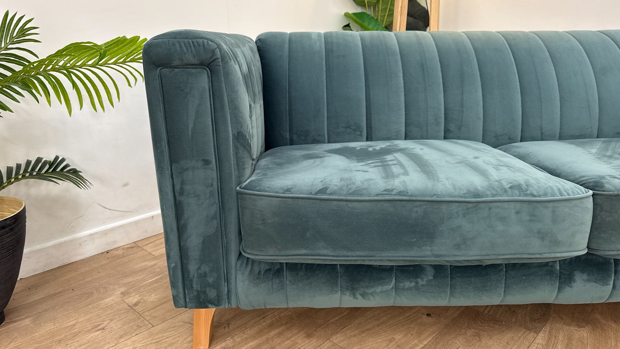 Sofology Fluted Isla Fabric 2 Seater in Velluto Azure
