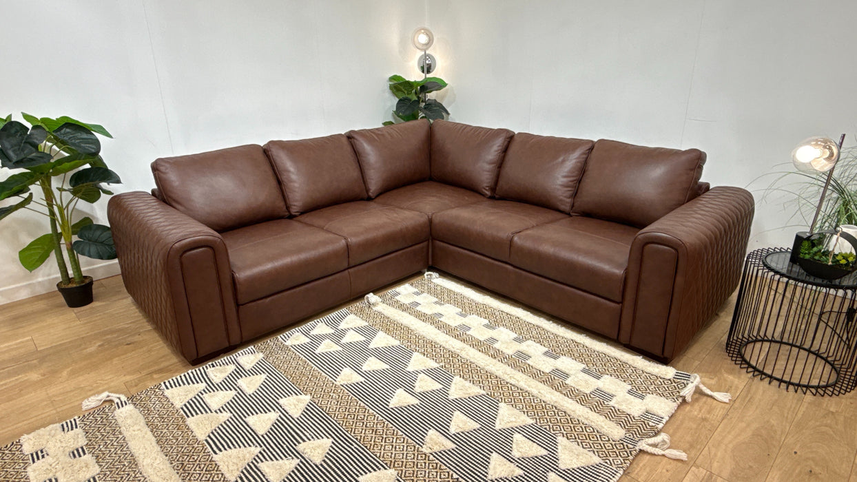 Sofology The Firenze Leather 2 Corner 2 in Trusty Embossed Chestnut