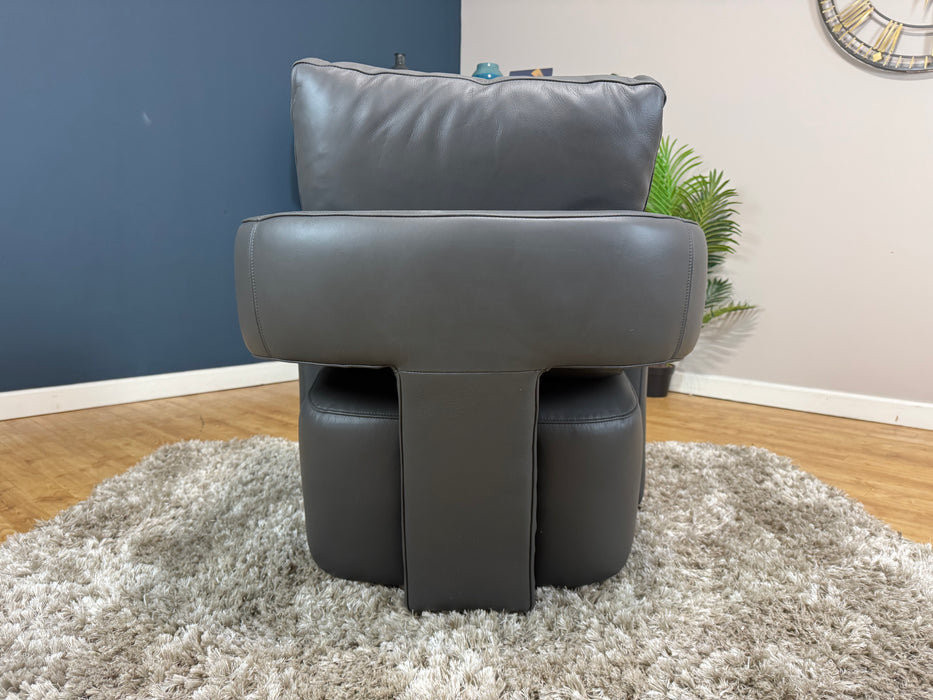 Flex Leather Accent Swivel Chair - Trusty Matt Leather Charcoal (WA2)