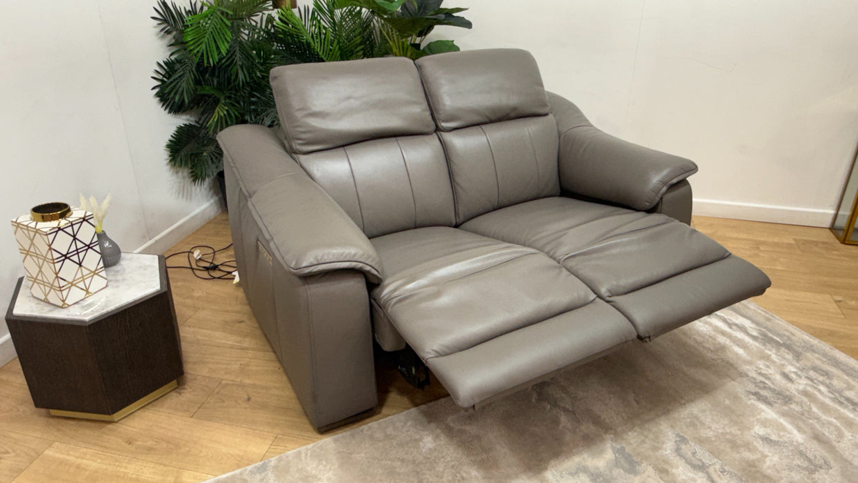 Sofology Carrera Leather 2 Seater Power Recliner/Headrest in Trusty Embossed Elephant