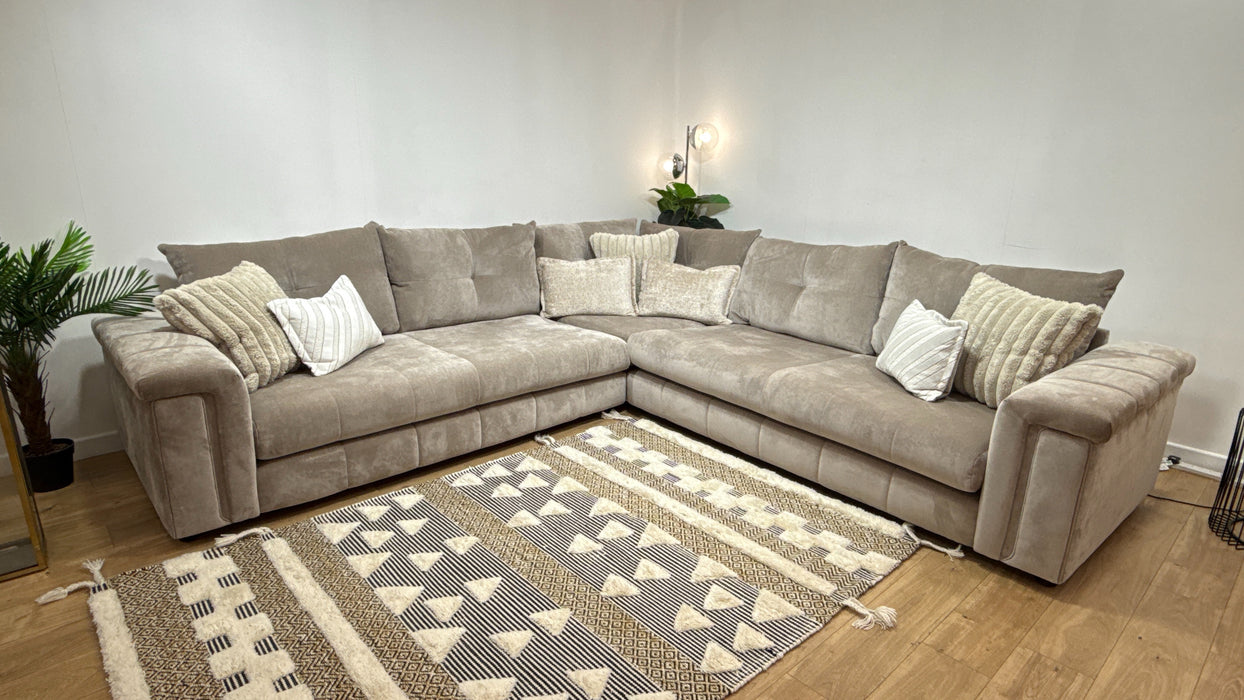 Sofology Oscar Fabric 3 Corner 3 in Fine Textured Chenille Stone Mix