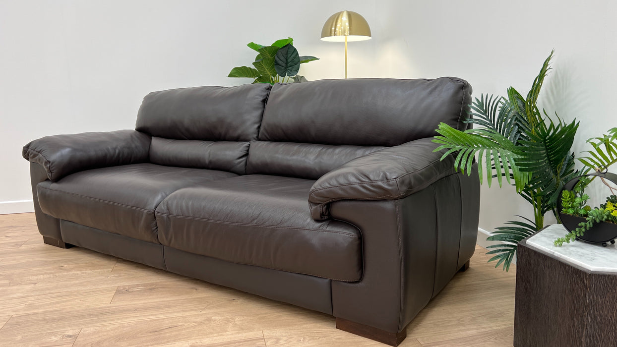 Santino 3 Seater - Leather Sofa - Mocha Brown