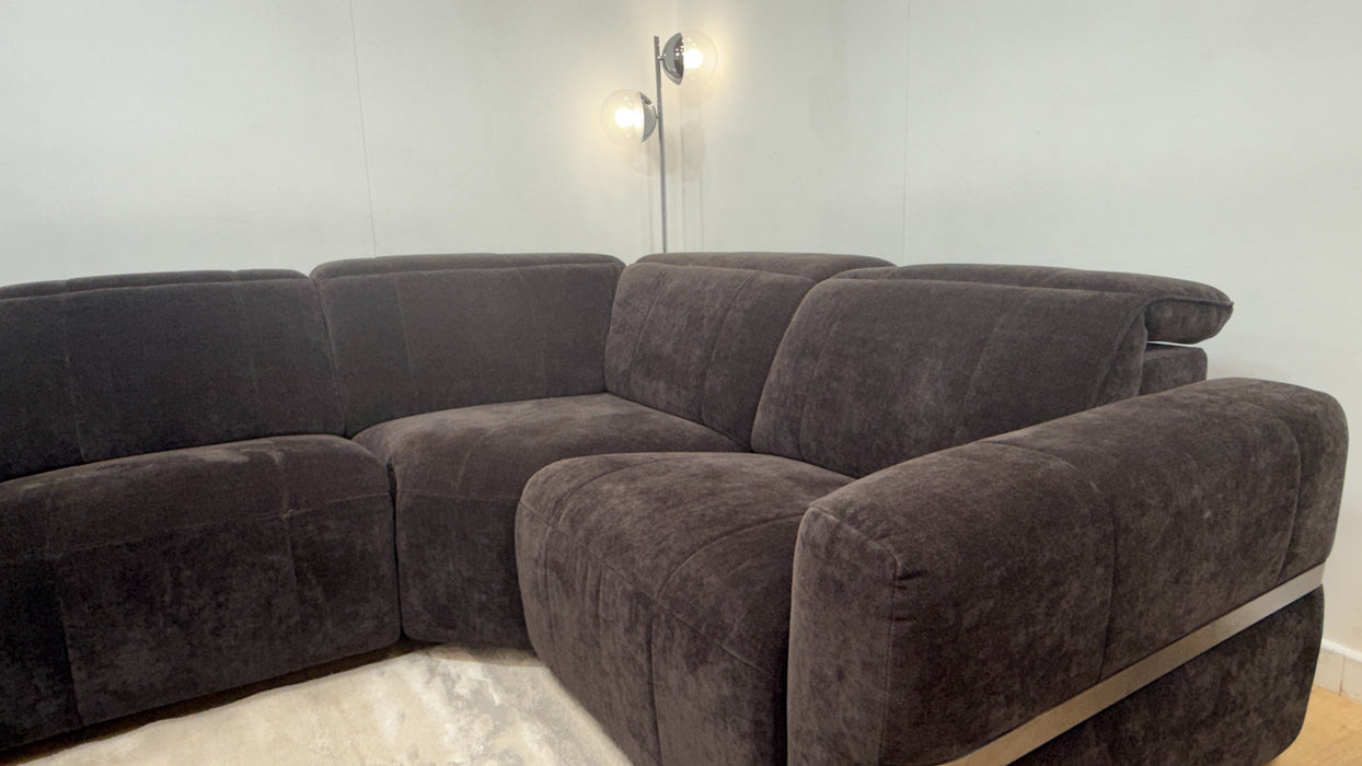 Sofology Lumiere Fabric 3 Corner 1.5 Power Recliner/Headrest Heated Seats in Relaxed Chenille Raisin
