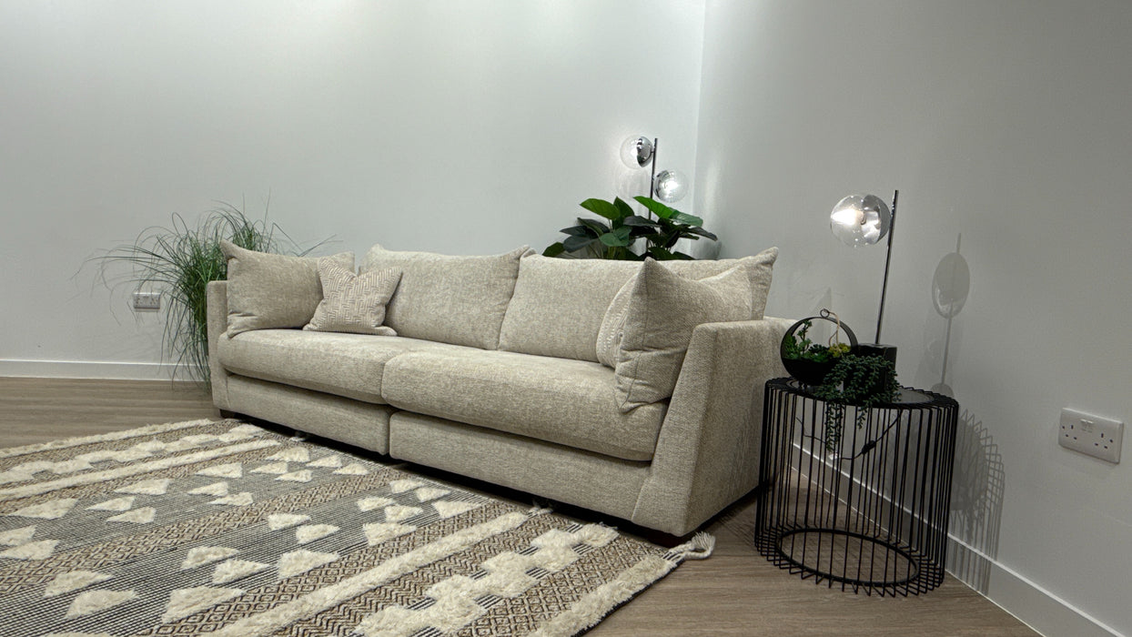 Sofology The Tallulah 4 Seater Split Fabric Sofa in Basketweave Chenille Cream Mix