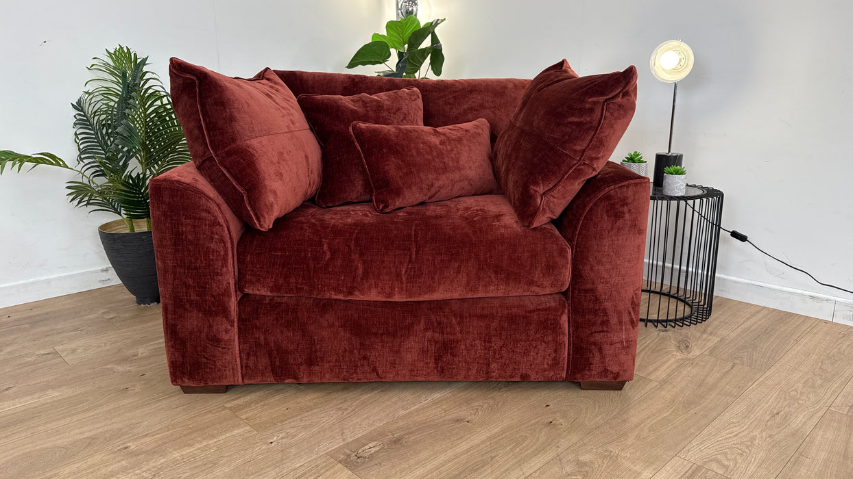 Georgio 1.5 Seat - Fabric Loveseat - Chenille Burgundy All Over