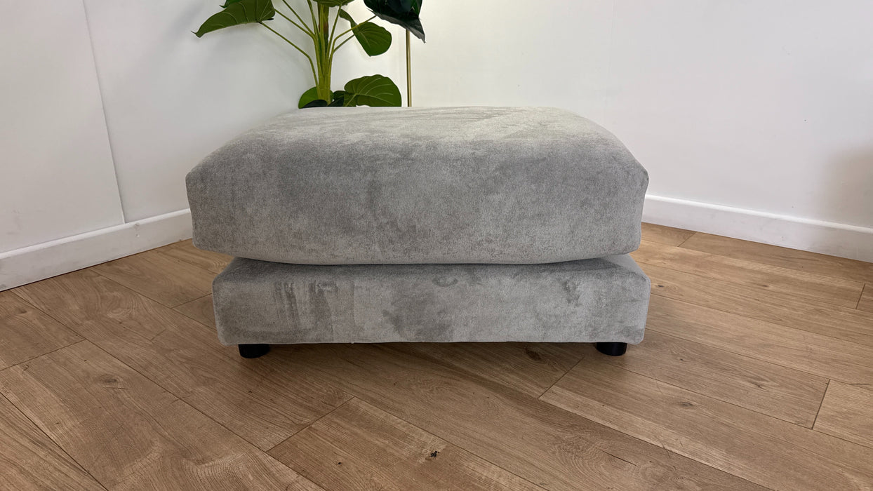 Sofology Wildwood Fabric Footstool in Soft Sherpa Silver