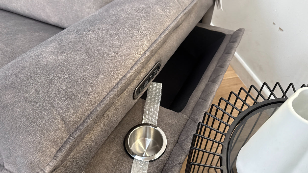 Sofology Benz Fabric 3 Seater Power Recliner/Headrest in Lifestyle Flecked Mocha