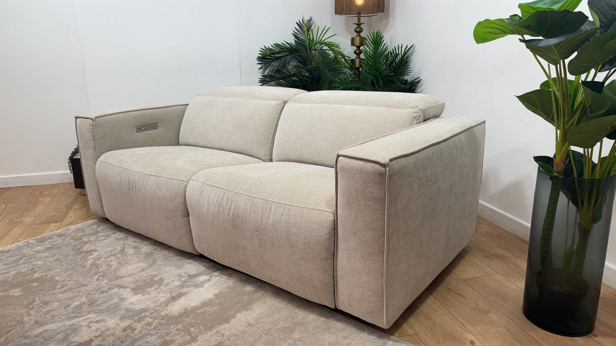 Sofology Horizon Fabric 2.5 Seater Power Recliner/Headrest in Textured Chenille Stone
