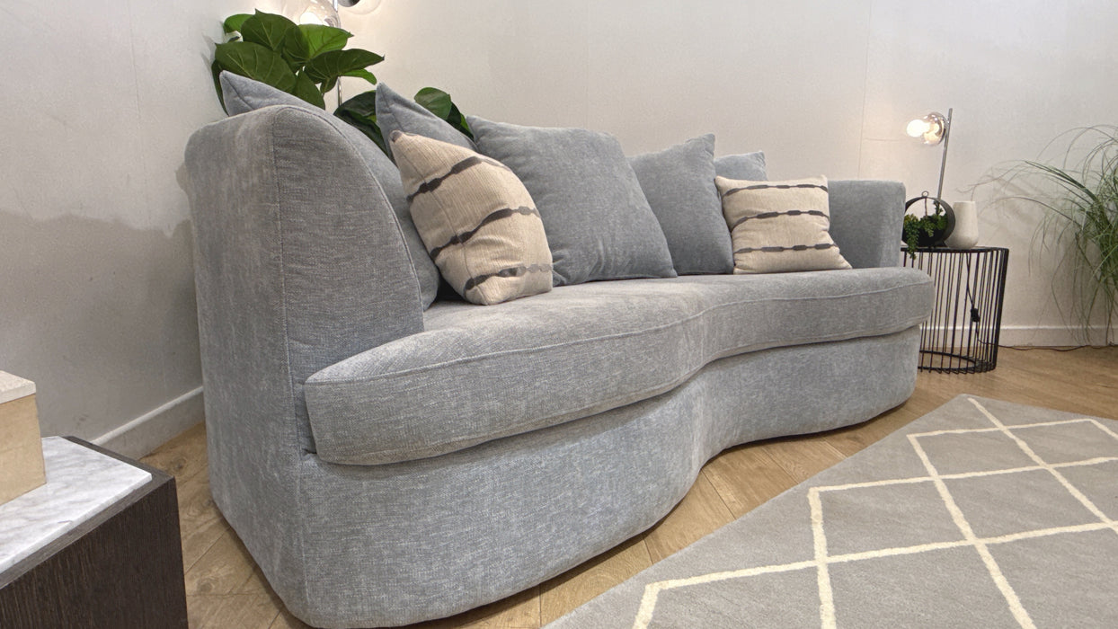 Sofology Chloe Fabric 4 Seater Pillow Back in Linen Look Chenille Sky Mix