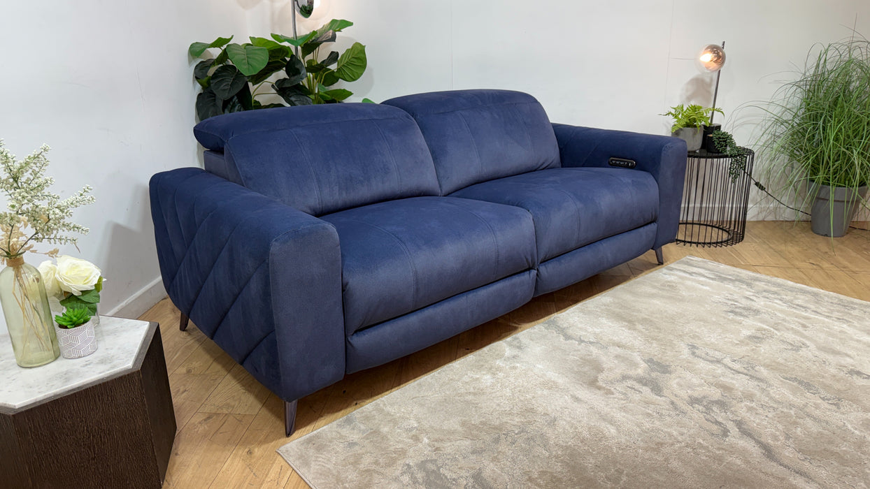 Sofology Allure Fabric 2.5 Seater Power Recliner/Headrest Lumbar Support in Lifestyle Flecked Navy