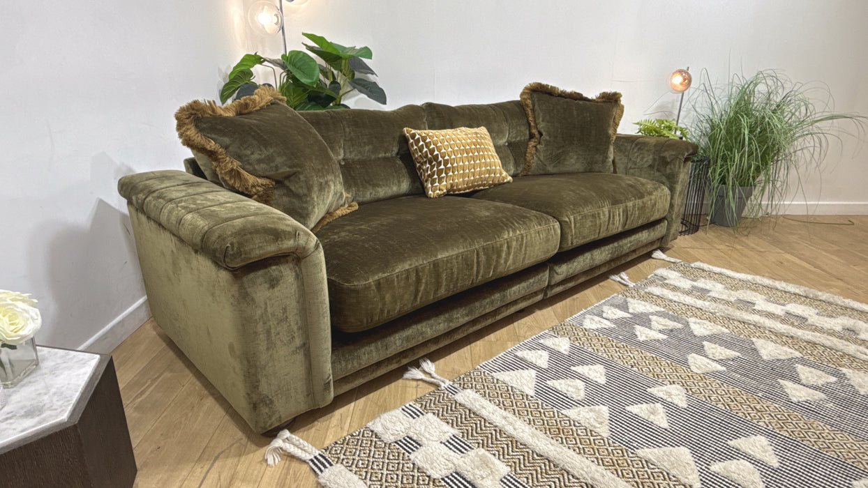 Sofology Regency Fabric 4 Seater Split Foam Seats in Luxe Chenille Olive Mix