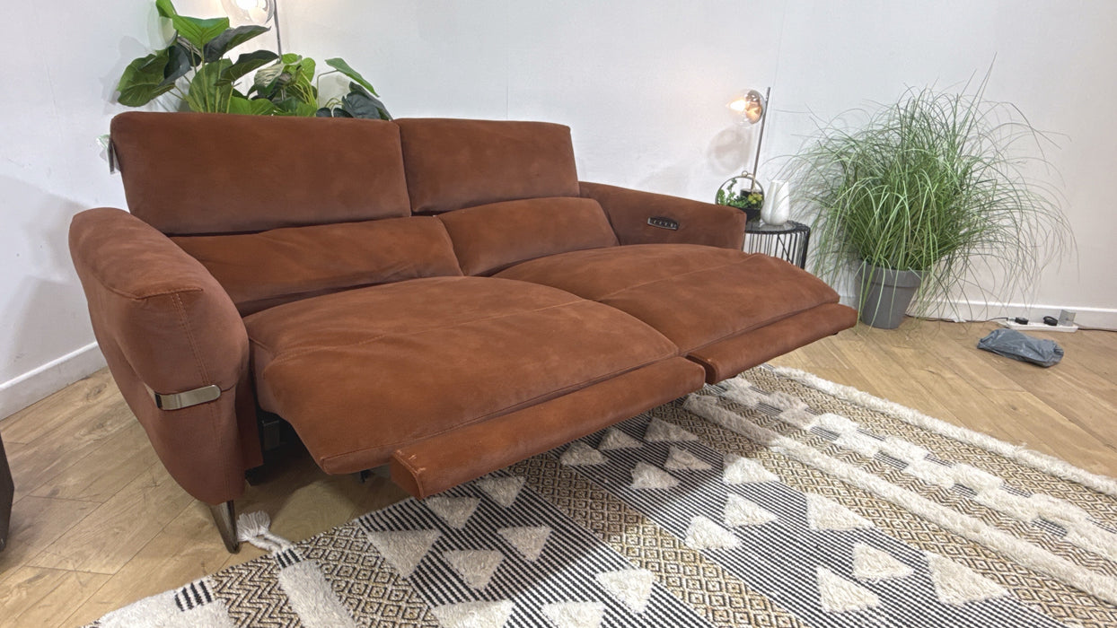 Sofology Arlington Fabric 3 Seater Power Recliner/Headrest Lumbar Support in Lifestyle Mottled Rust