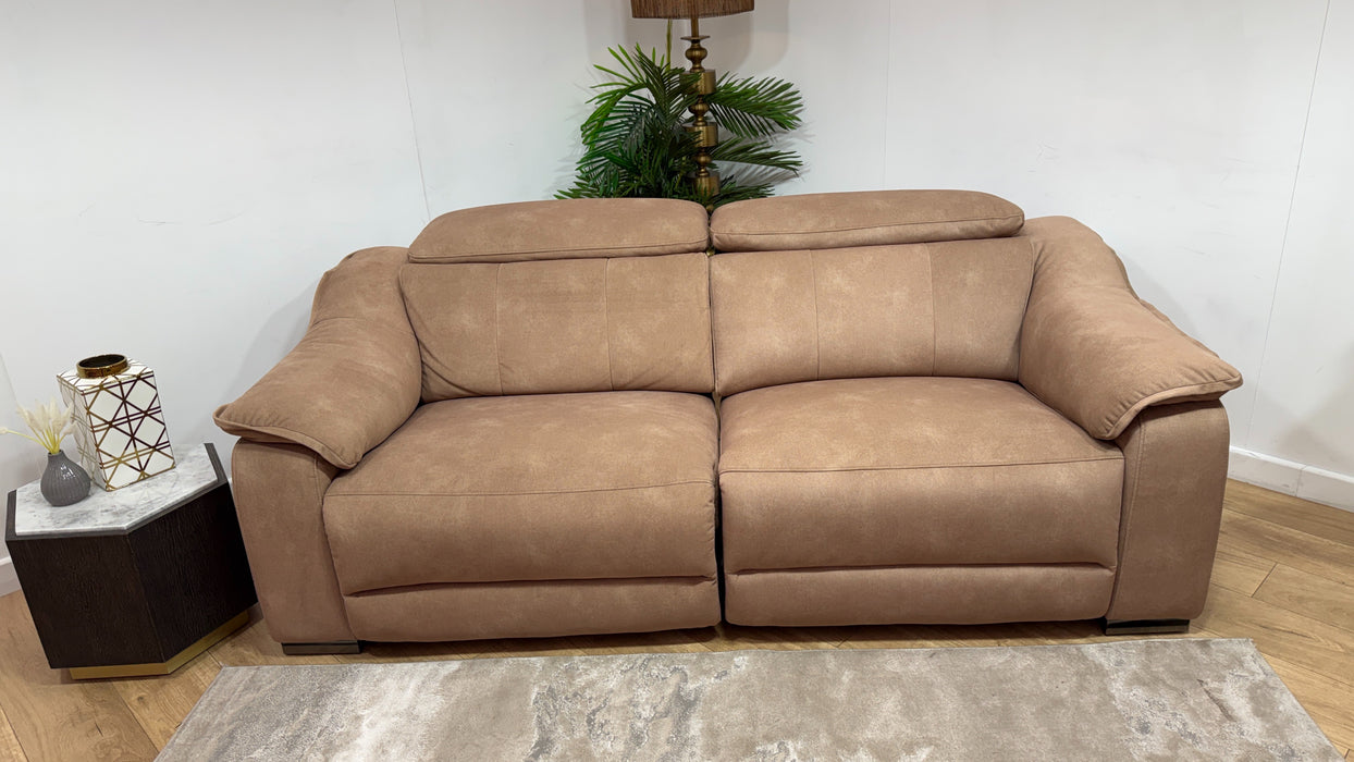 Sofology Carrera Fabric 2.5 Seater Power Recliner/Headrest in Lifestyle Flecked Sand