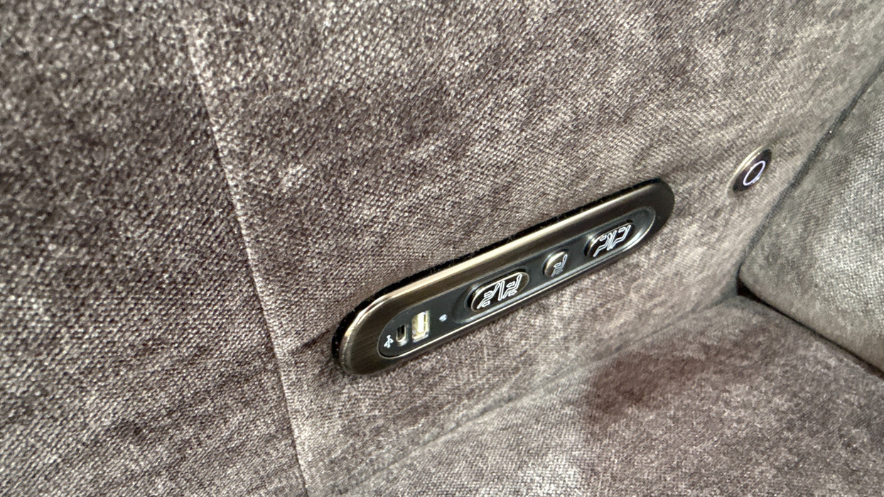 Sofology Lumiere Fabric 1.5 Console Corner 3 Power Recliner/Headrest in Relaxed Chenille Raisin