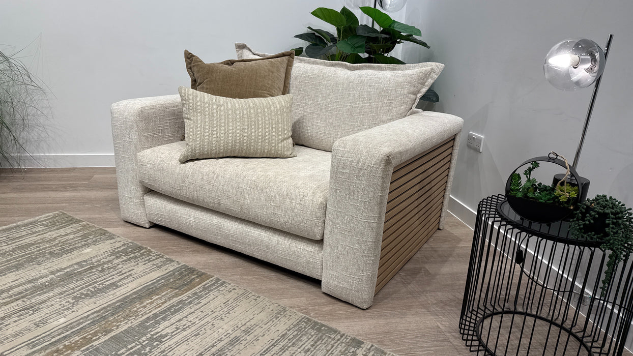 Sofology Cove  Fabric Loveseat Light Wood Panel in Artisan Chenille Ecru Mix