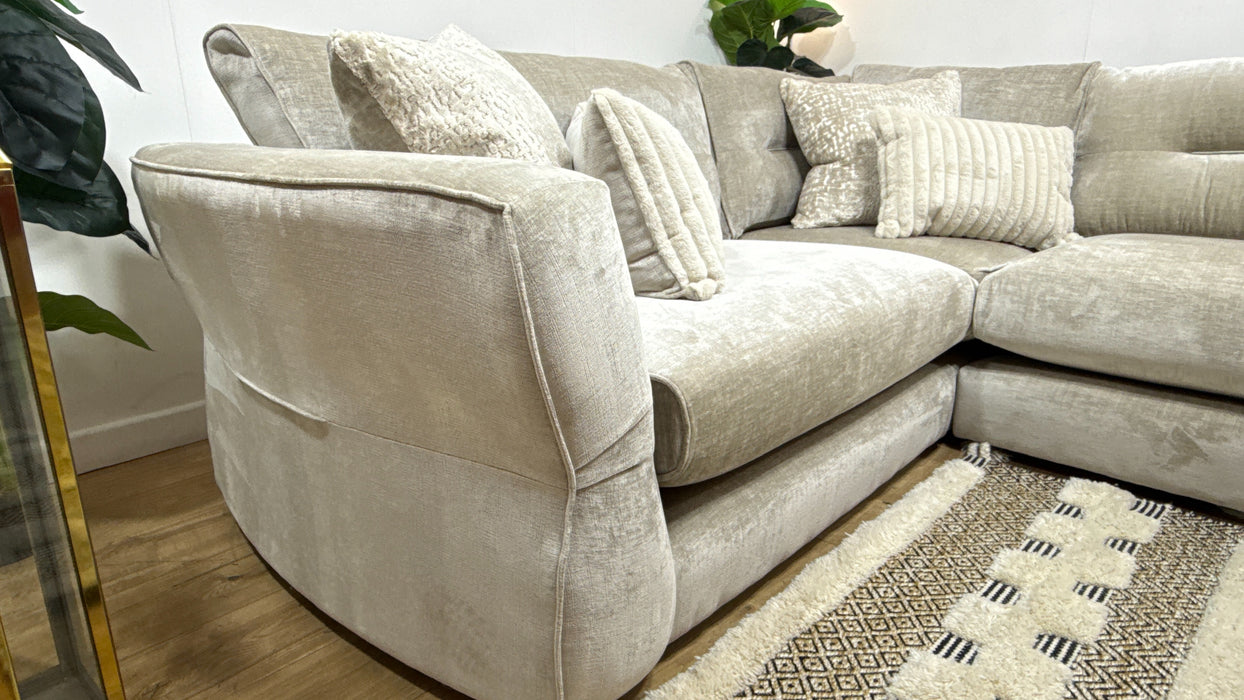 Sofology Reign Fabric 1 Corner 3 no Trim in Luxury Chenille Linen/Natural Mix