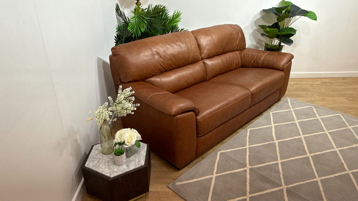 Sofology Santina Leather 3 Seater in Relaxed Soft Tan