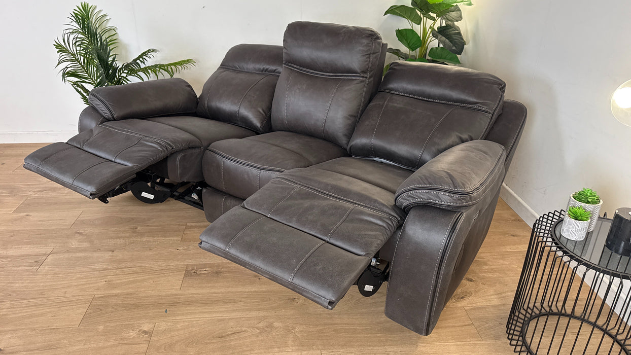 Vinson 3 Seater Fabric Power Recliner + Power Hdrst