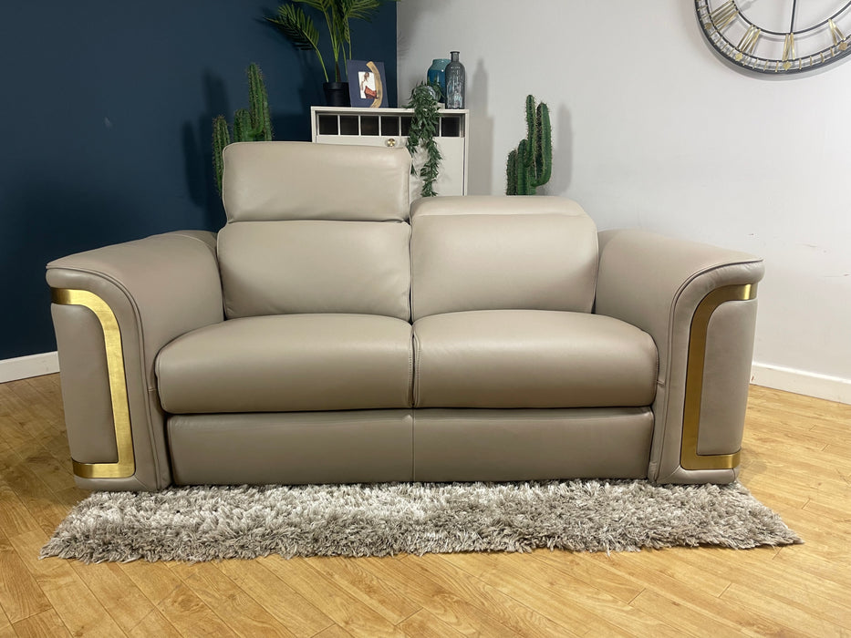 Plaza Leather 2 Seater Trusty Embossed Stone (WA2)