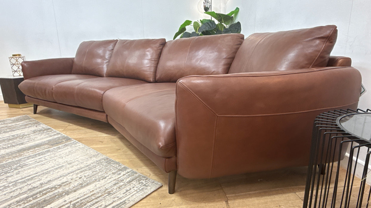 Sofology Adler Leather 4 Seater Asymmetric in Relaxed Soft Brown