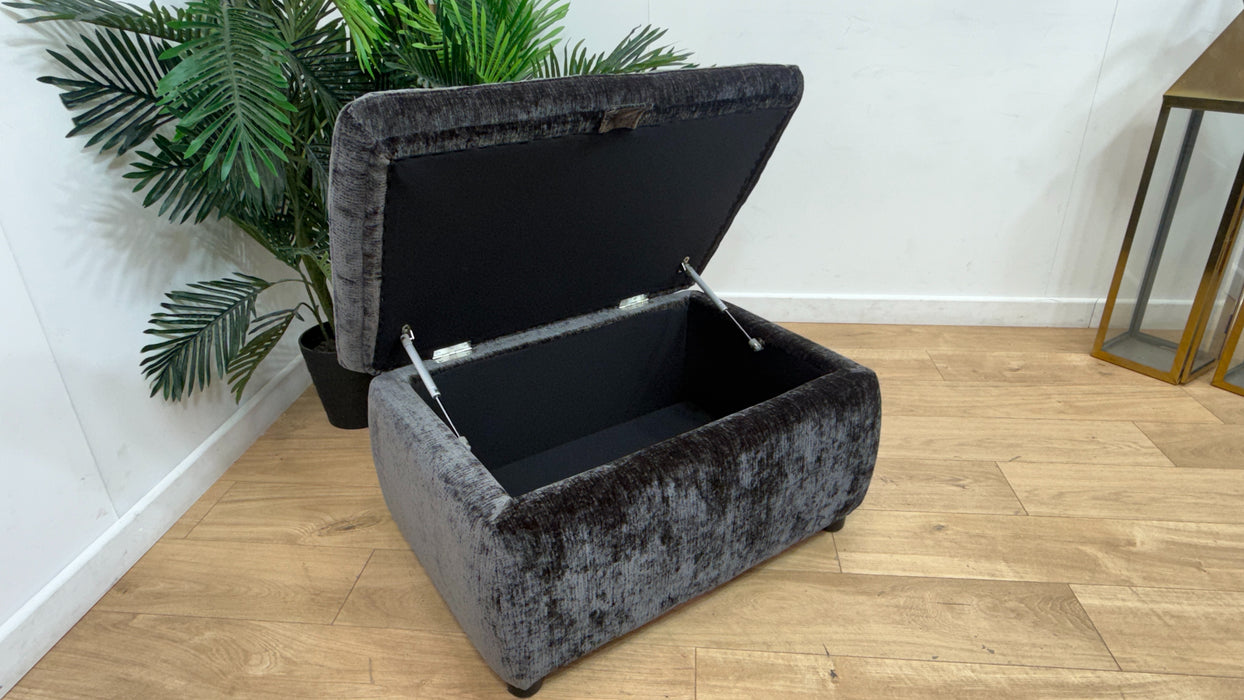Sofology Olson Fabric Designer Storage Footstool in Luxury Textured Chenille Anthracite