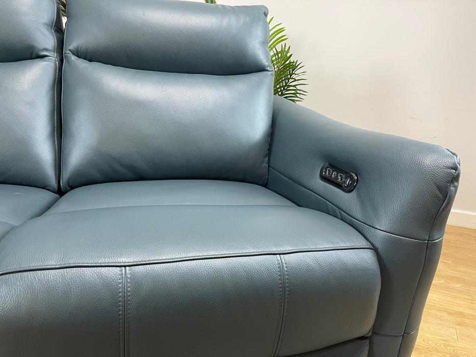 Renato 2 Seater - Trusty Embossed Leather Peacock Power Recliner (WA2)