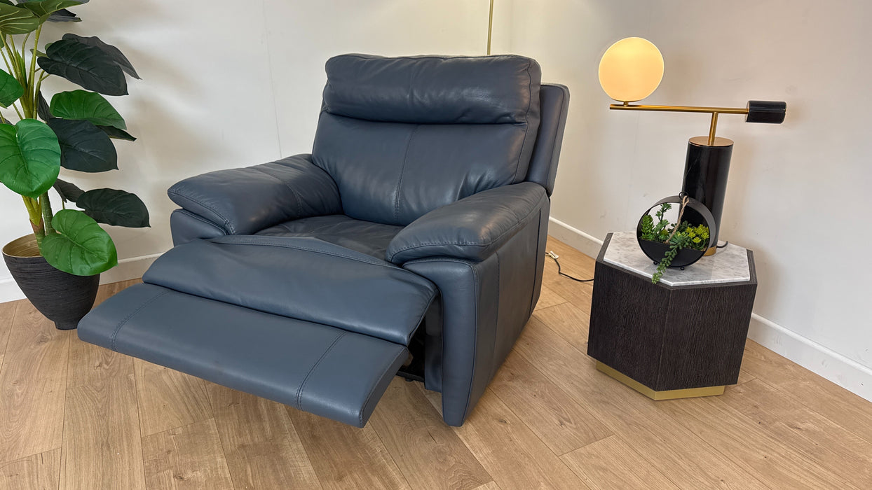 Falcon Chair  - Leather Power Reclining  - Denim Blue