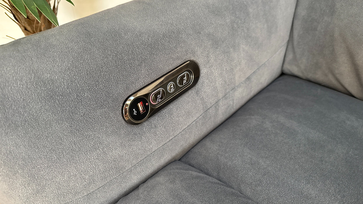 Sofology Renato 2.5 Fabric Seater Console Power Recliner in Lifestyle Flecked Charcoal