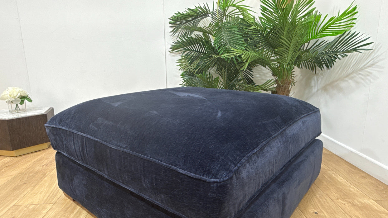 Sofology Cavalli Fabric Designer Footstool Foam Interior in Deluxe Chenille Denim