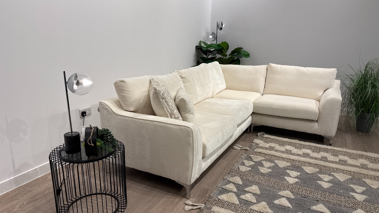 Sofology Mayfair Fabric 3 Corner 1 Foam Seats in Luxury Chenille Milk/Pearl Mix