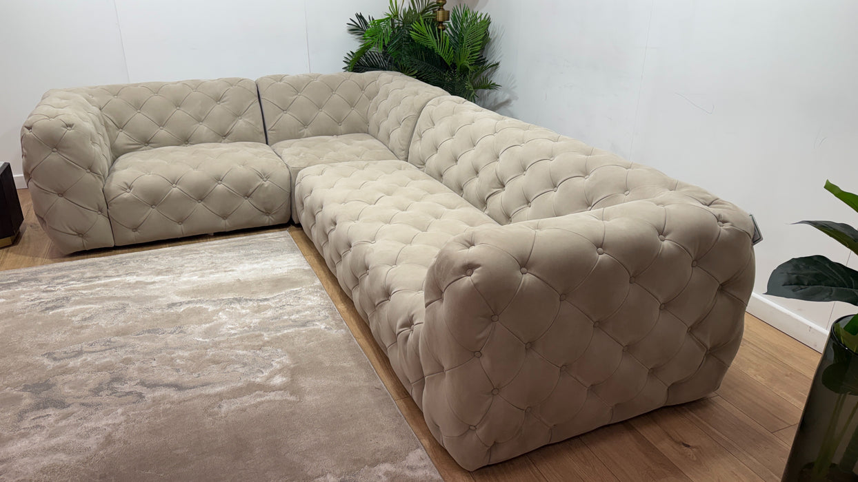 Sofology Venezia Fabric 1.5 Corner 3 in Lifestyle Nubuck Feel Stone
