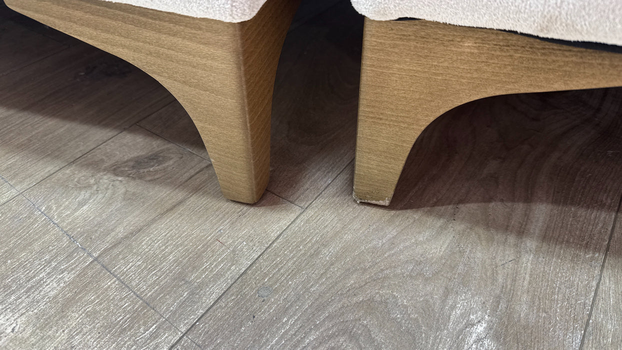 Sofology Wildwood Fabric 4 Seater Double Chaise with Footstool in Soft Sherpa Natural Contrast Piping Mix