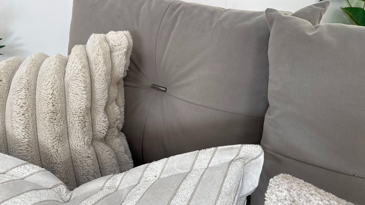 Sofology Oscar 4 Seater Split Fabric Sofa in Matt Velvet Pebble