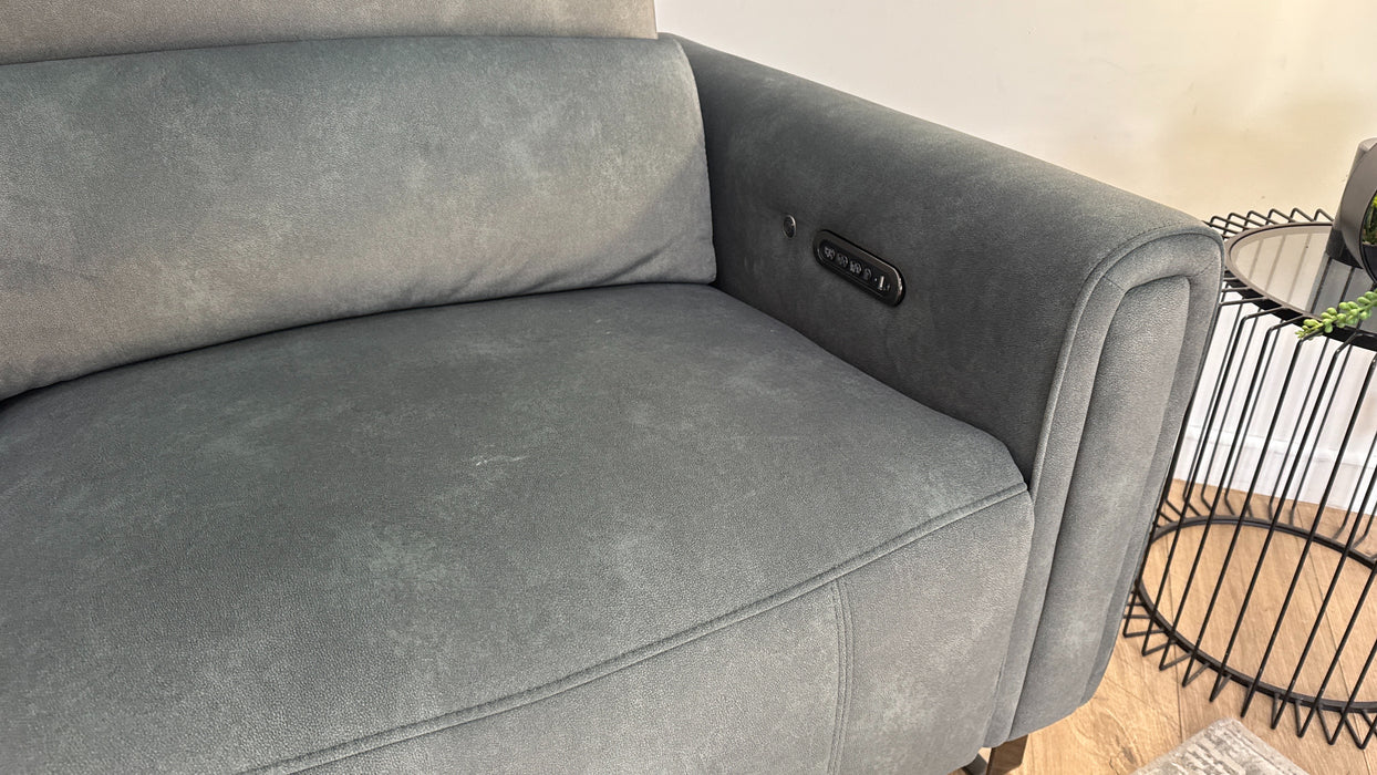 Sofology The Ravello Fabric 2.5 Seater Power Recliner/Headrest Heated Seat Lumbar in Lifestyle Flecked Mineral Green