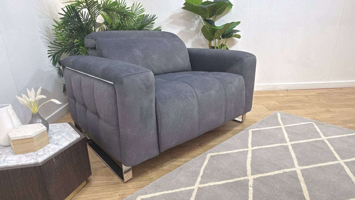 Sofology Marvella Fabric Loveseat Power Recliner/Headrest in Lifestyle Flecked Charcoal