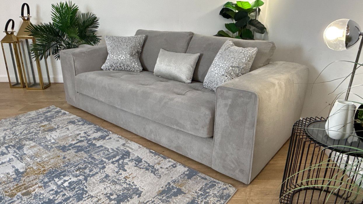 Sofology Ascot Fabric 4 Seater Bench Seat in Soft Sherpa Latte Mix