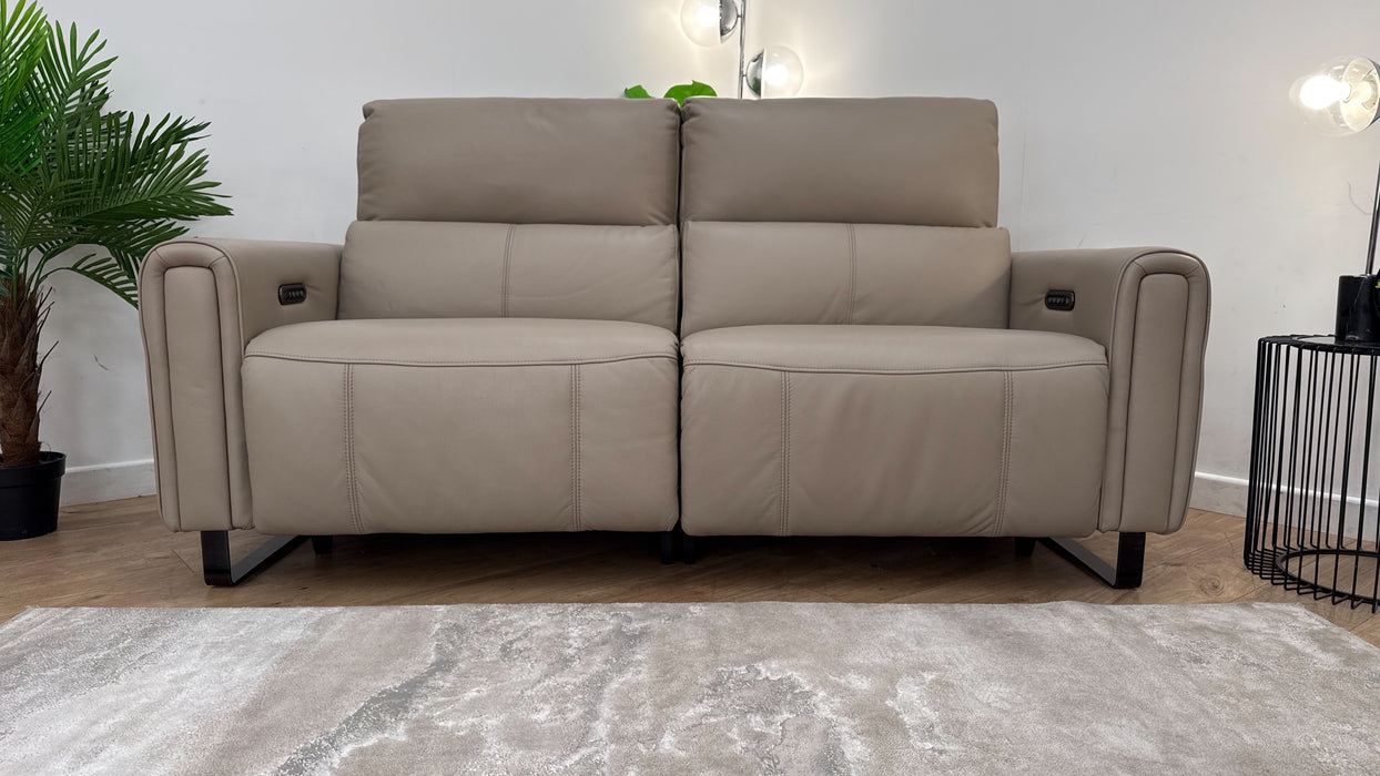 Sofology Ravello 2.5 Reclining Leather Sofa in Trusty Embossed Stone