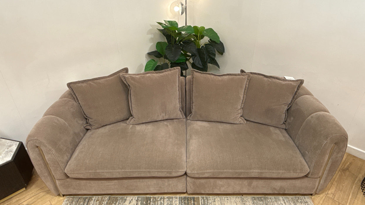 Sofology Empress Fabric 4 Seater Pillow Back in Relaxed Chenille Nutmeg