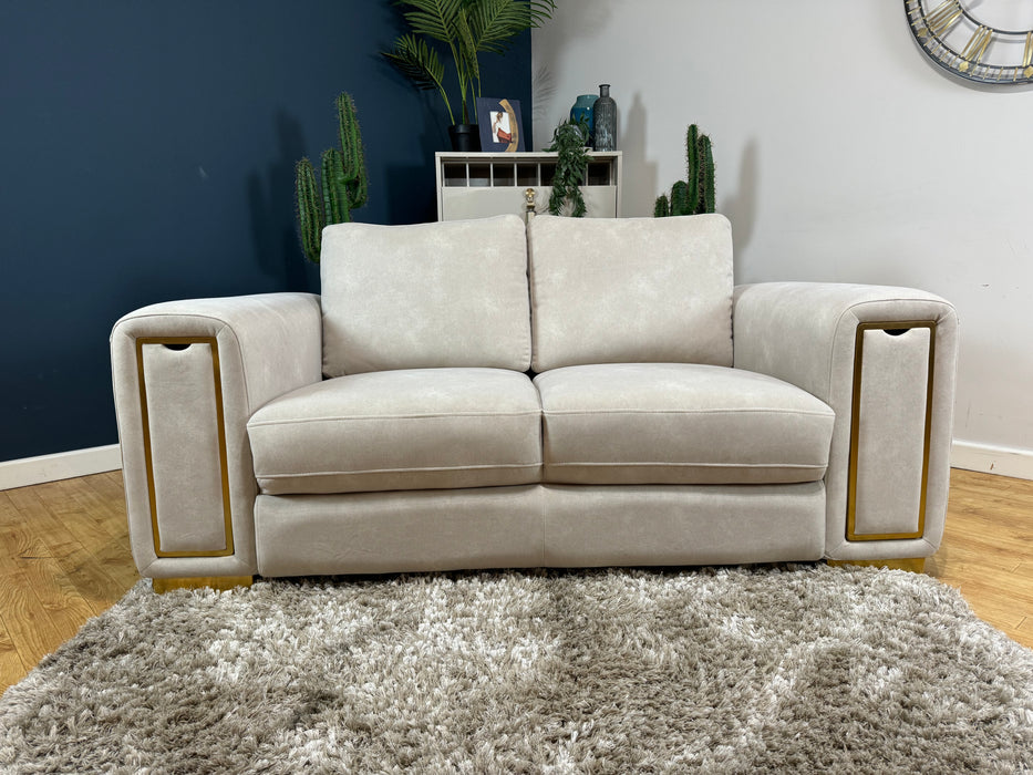 Elixir Fabric 2 Seater - Lifestyle Flecked Ivory - Gold trim - ( WA2 )