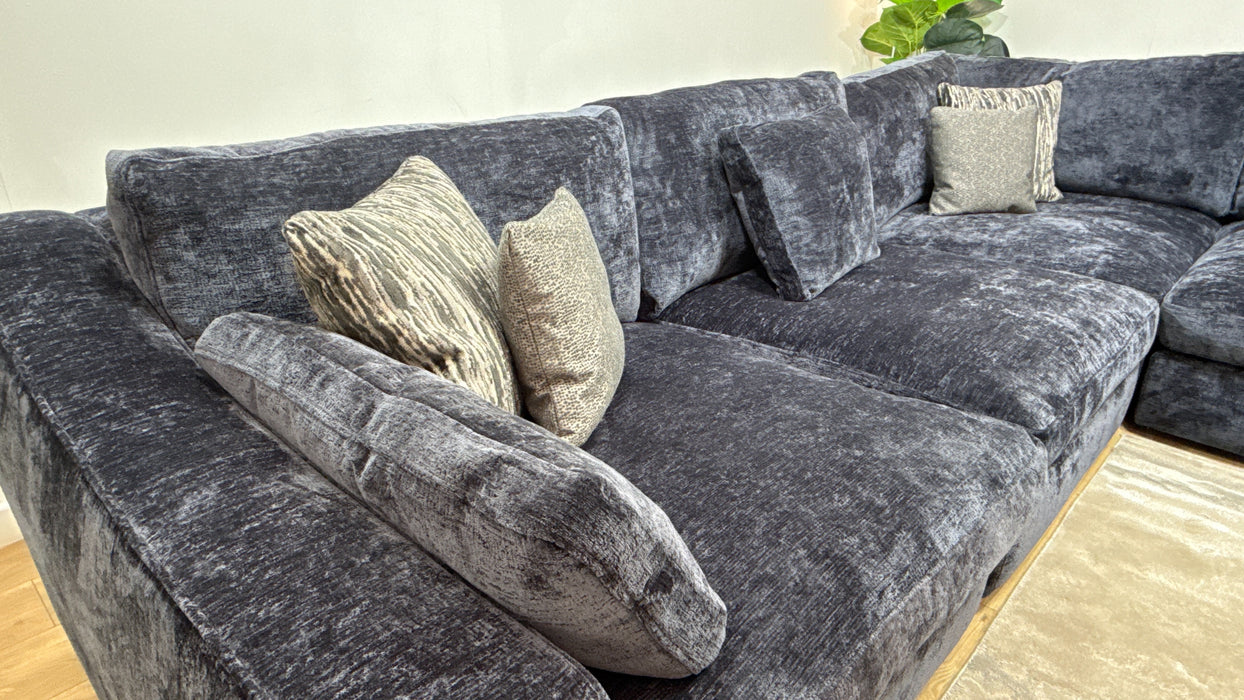 Sofology Bellagio Fabric 3 Corner 1 Reversible Feather Flex Seats in Chunky Luxe Chenille Ink Mix