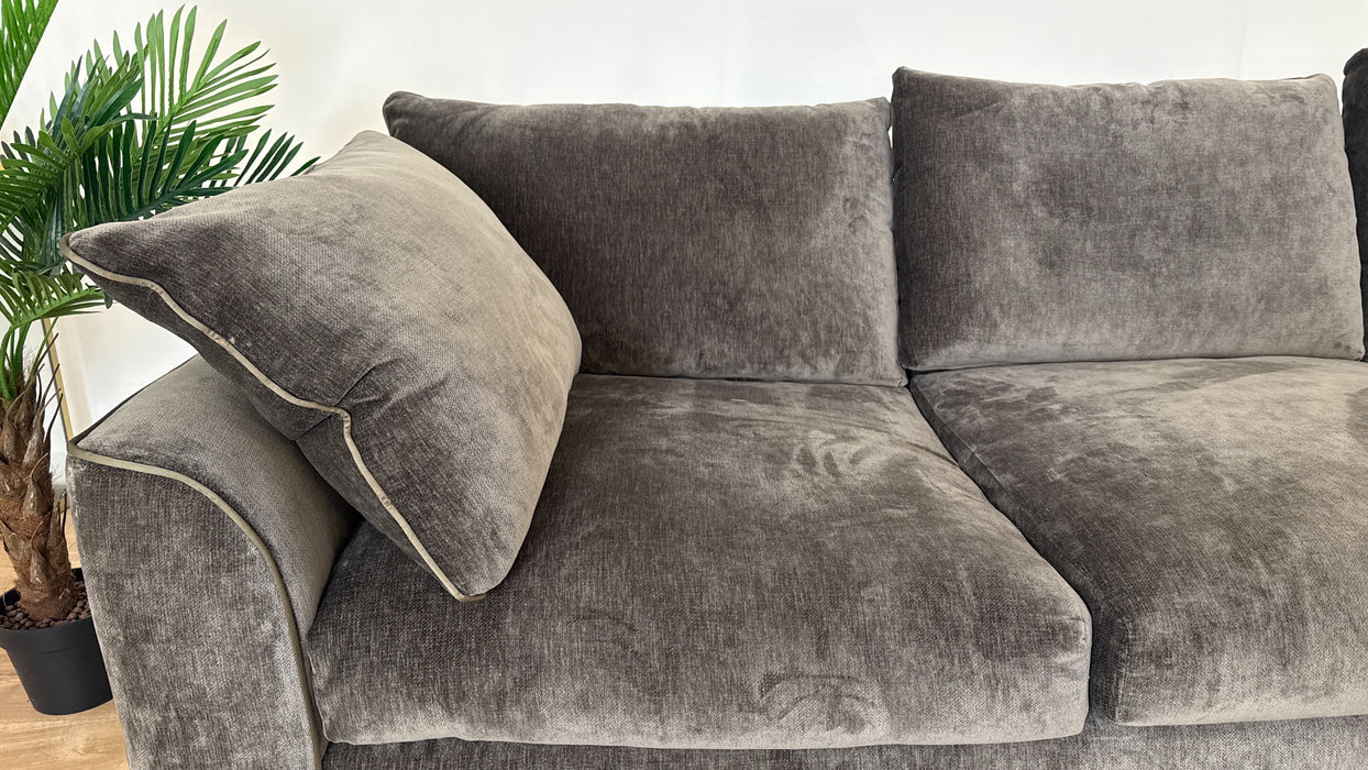 Sofology Georgio Fabric 3 Corner 3 Feather Flex in Luxury Deep Pile Chenille Mole