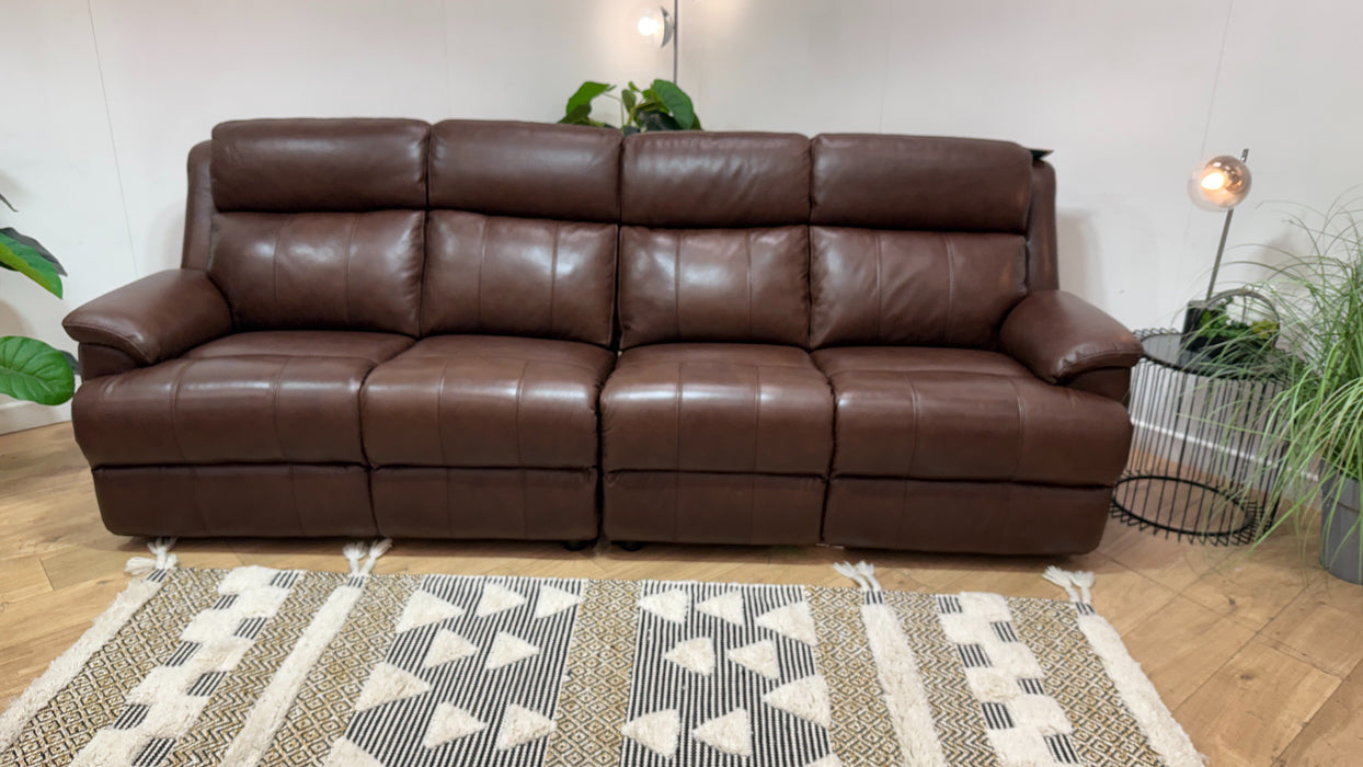 Sofology Gracie Leather 4 Seater Split in Trusty Sheen Chocolate