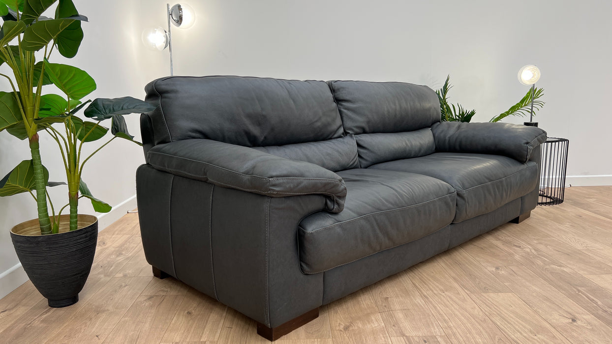 Santino 3 Seater- Leather Sofa - Apollo Grey